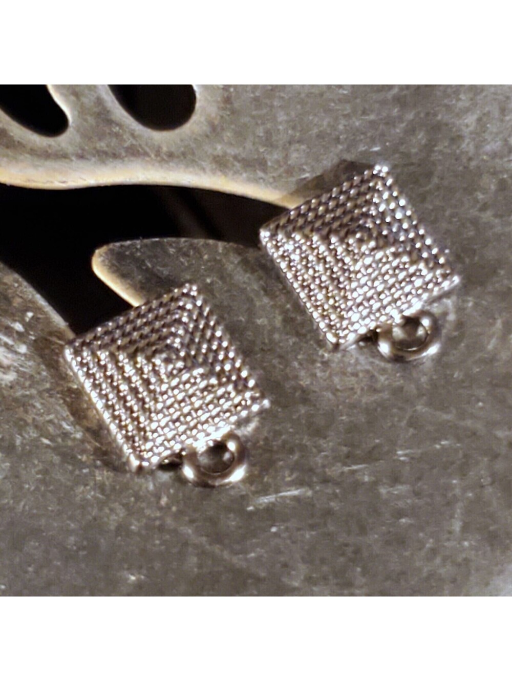 Avant Garde Gunmetal Black Egyptian Pyramid Dotted Earring Post Findings 2 pcs